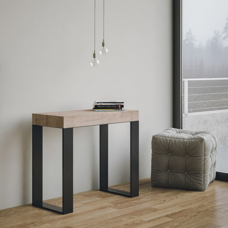 Ausziehbare Konsole 90x40/300 cm Tecno Quercia Natura Anthrazitrahmen
