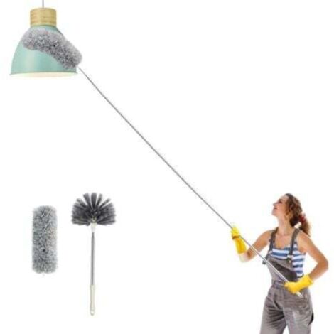 Ausziehbare Mikrofaserbürste zur Spinnwebenentfernung – Bürste für hohe Decken – Kratzfest – Waschbar und faltbar – 250 cm, dunkelgrau
