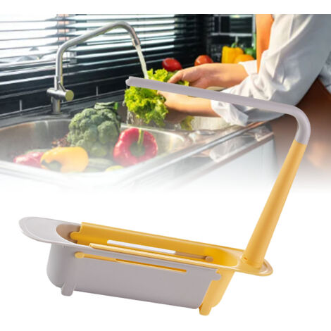 Ausziehbare Seifenablage, farblich abgesetztes PP, leicht zu reinigen, mehrfach verstellbare Spülbeckenablage, 170 g Organizer, Küchengelb