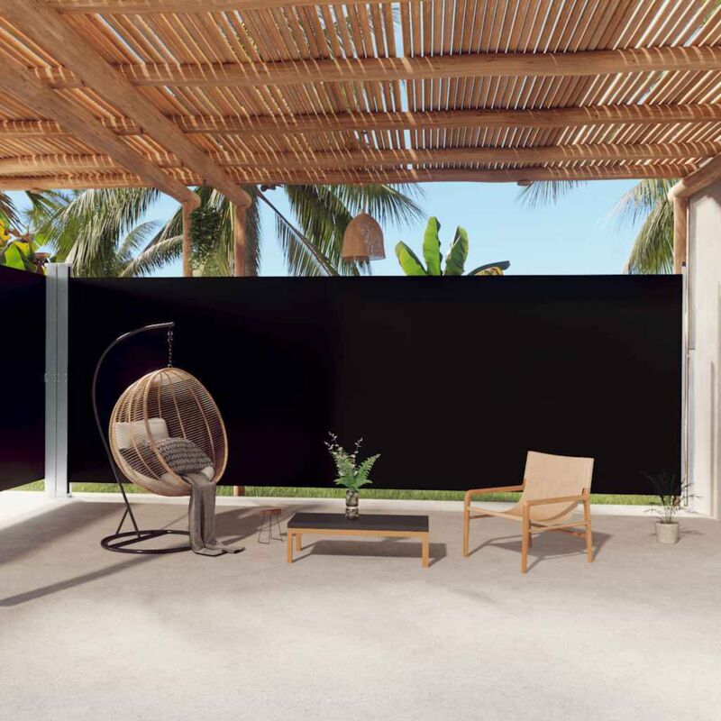 Seitenmarkise Ausziehbar Schwarz 220x1000 Cm - Vidaxl