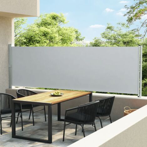 Ausziehbare Seitenmarkise,Windschutz Sonnenschutz Markise,Balkon Sichtschutz 140x600 cm Grau RGDCH790931