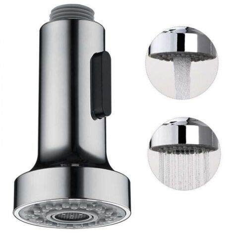 Ausziehbare Spültischbrause mit Stopptaste, gebürsteter Brausekopf, 2 Strahlarten für Küchenspültischarmatur, Silber