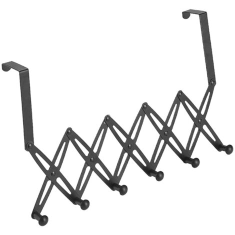 Ausziehbare Türhänger aus Edelstahl, schwarze Kleiderstange mit 6 Haken für den Innenbereich (Schlafzimmer).
