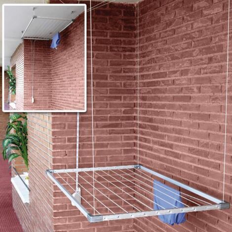 Ausziehbare Wäscheleine aus Aluminium für die Decke, 100–160 x 78 cm