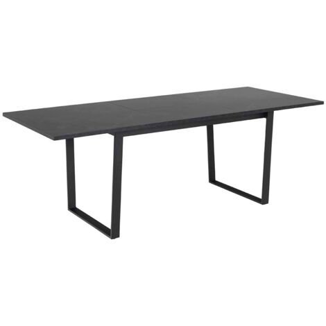 OVIALA Ausziehbarer Esstisch aus schwarzem Stahl mit Marmoreffekt