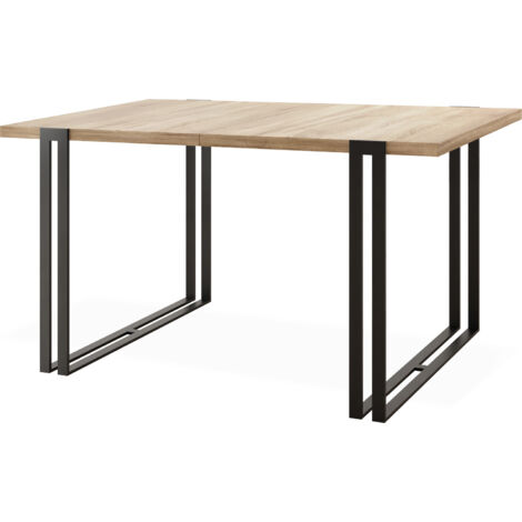 Ausziehbarer Esstisch - Großer Tisch im Loft-Stil mit Schwarze Metallbeinen 120 bis 220 cm - Industrietisch für das Wohnzimmer - Sonoma Eiche - 120 x 80 cm