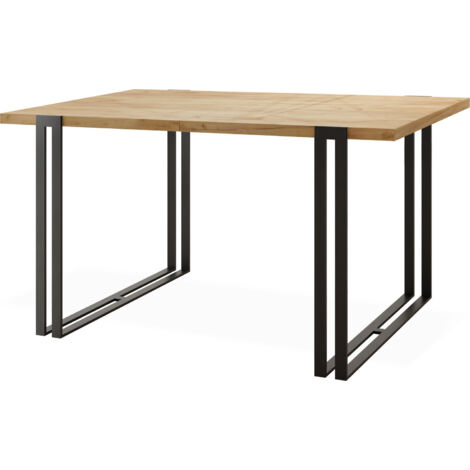 Ausziehbarer Esstisch - Großer Tisch im Loft-Stil mit Schwarze Metallbeinen 160 bis 260 cm - Industrietisch für das Wohnzimmer - Craft Eiche - 160 x 90 cm