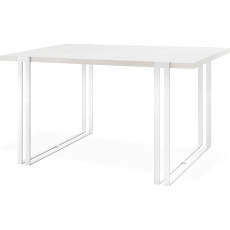 Ausziehbarer Esstisch - Großer Tisch im Loft-Stil mit Weiße Metallbeinen 120 bis 220 cm - Industrietisch für das Wohnzimmer - Weiß - 120 x 80 cm