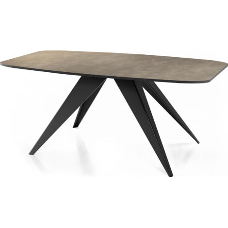 Ausziehbarer Esstisch im Loft-Stil - Industrieller Tisch mit Schwarzen Metallbeinen Modernes Design für Wohnzimmer 160 cm Ausziehbar auf 200 cm - Chicago Beton Grau