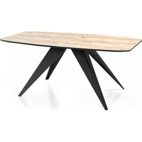 Ausziehbarer Esstisch im Loft-Stil - Industrieller Tisch mit Schwarzen Metallbeinen - Modernes Design für Wohnzimmer - 160 cm Ausziehbar auf 200 cm - Craft Eiche
