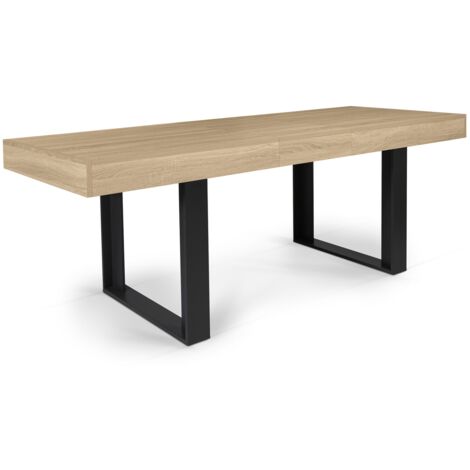 Ausziehbarer Esstisch Rechteck PHOENIX 4-8 Personen Holz und Schwarz 160-200 cm