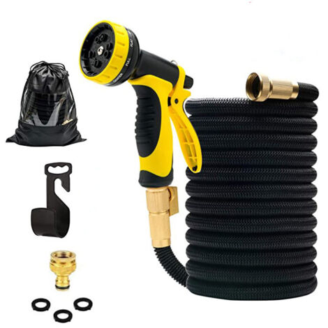 Ausziehbarer Gartenschlauch – Spritzpistole mit 9 Funktionen + dreifacher Latexkern + Aufbewahrungstasche, Garten-30 m (3300D  3300D)