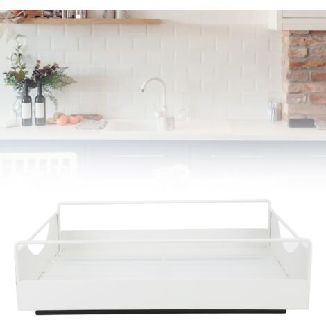 Ausziehbarer Kleiderschrank-Organizer – Kohlenstoffstahl – Abmessungen 302 x 401 x 115 mm – Weiß – Selbstklebend und geräuschlos verschiebbar