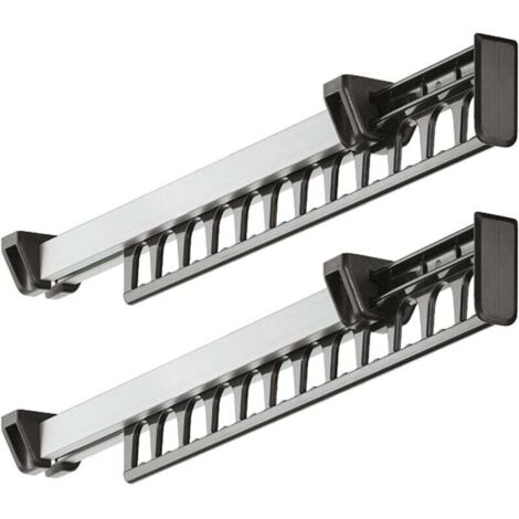 Ausziehbarer Kleiderständer, verschiebbarer Kleiderständer, Halterung für 12 Kleiderbügel, 312 mm Länge, 2er-Pack