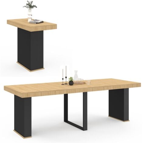 IDMARKET Ausziehbarer Konsolentisch EDEN 10 Personen 235 cm Holz und Schwarz