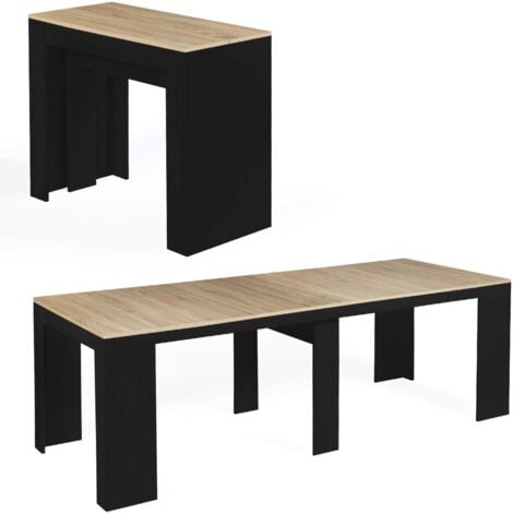 IDMARKET 10 Personen 235 cm schwarzes Holz und Buchenholzoptik