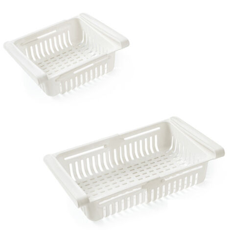 Ausziehbarer Kühlschrankschubladen-Organizer, platzsparende weiße Aufbewahrungsbox, 20,5 x 16,4 x 7,6 cm