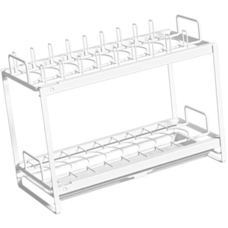 Ausziehbarer Tellerabtropfkorb, multifunktionaler Küchenorganizer aus Eisen, 40 cm, zweistöckig, für Spüle und Schrank