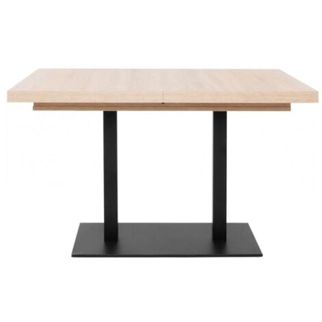 Ausziehbarer Tisch 120x80 cm, helle Eiche und Schwarz - Atene