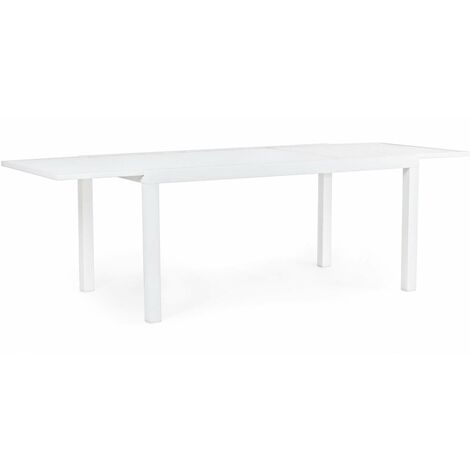 Ausziehbarer Tisch "Pelagius" aus Aluminium mit Platte für den Einsatz im Garten und auf der Veranda -Weiss / Groß