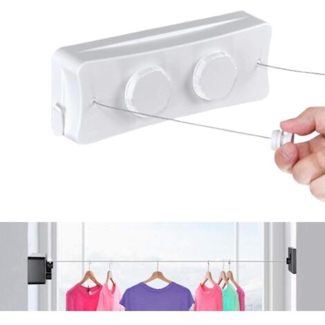 Ausziehbarer, wandmontierter Wäscheständer für Balkone, einziehbar, kein Bohren erforderlich, 5,1 m x 2,5 m, Edelstahl, für Hotelwäschereien