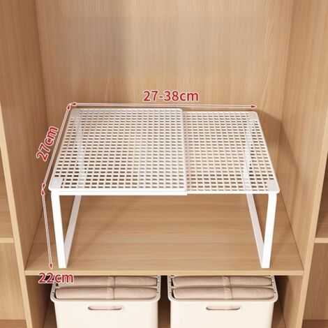 Ausziehbares Aufbewahrungsregal für den Kleiderschrank, mehrstufiges Aufbewahrungssystem mit Regalböden, Schuhregal, kein Bohren erforderlich, um Platz zu sparen, weiß, kleine Größe.