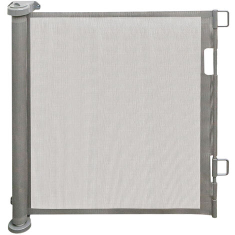 Ausziehbares Kinderschutzgitter,Haloyo®,Türschutzgitter Rollo,Hundebarrieren,Tragbar Hunde Türschutzgitter,86 x 150cm,grau