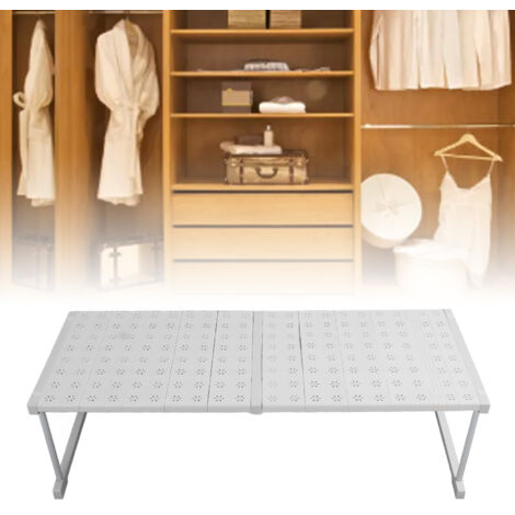 Ausziehbares Spannregal für den Kleiderschrank – Verstellbarer Stauraum (42 x 32 cm, 87–108 cm) – Metall-/Kunststoffrahmen – Tragkraft: 55 kg – 15-teilig