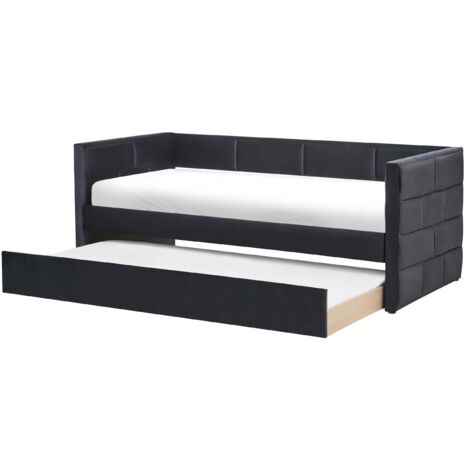 Ausziehbett Samtstoff CHAVONNE II 90 x 200 cm Schwarz