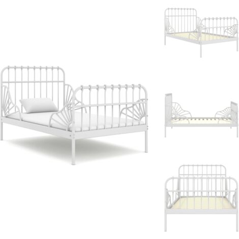 Ausziehbett Weiß Metall 80x130/200 cm - Metallbett - Bettgestell - Ausziehbett - Doppelbett - Einzelbett