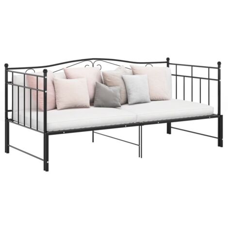 Ausziehsofa Bettgestell Schwarz Metall 90x200 cm vidaXL