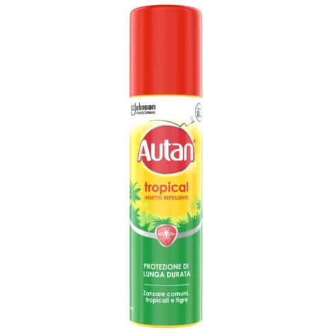 Autan Tropical Spray Antizanzare, Repellente Zanzare con Azione Protettiva Duratura, Fino a 8 Ore di protezione, Adatto ai Viaggi in Luoghi Tropicali, 1 Confezione da 100ml