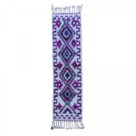 Authentique tapis berbère 65x240 crème et rose BENI OUARAIN DI