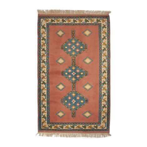 Authentique tapis d'Orient fait main 138x212 orange et blanc