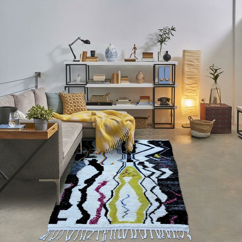 

Unamourdetapis - Berber Carpet Berbre Azilal 14 en Lana Blanca - Blanc