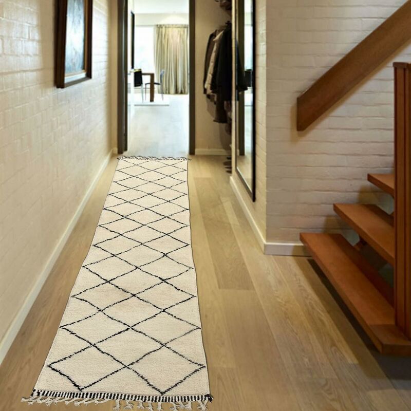 

Beni Ouarain Berber Carpet z Crema de lana - Crème