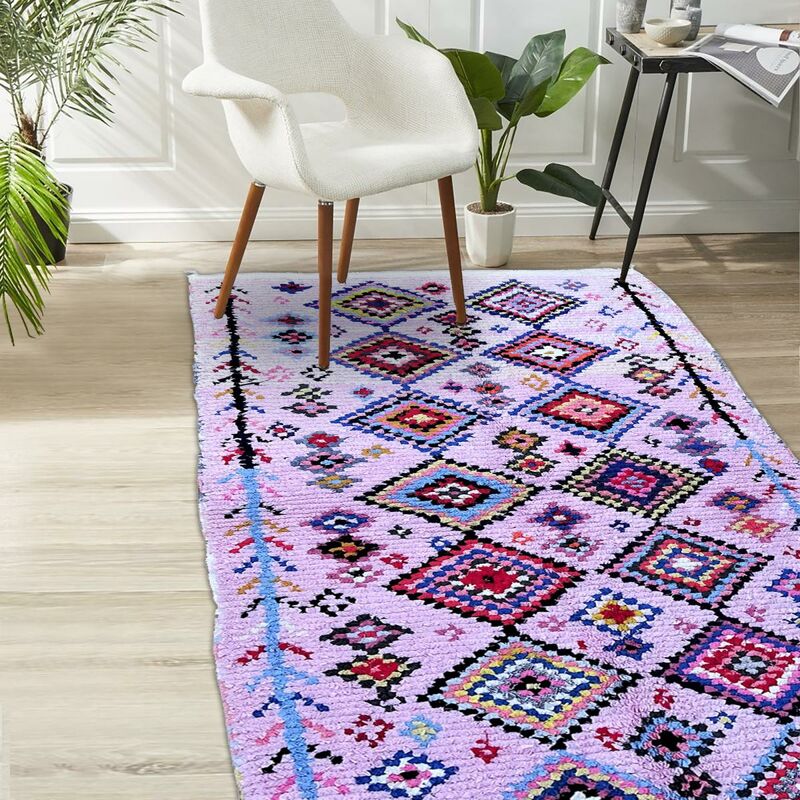 

Unamourdetapis - Berber Carpet Boucharouette 7 en tela reciclada multicolor - Multicolore