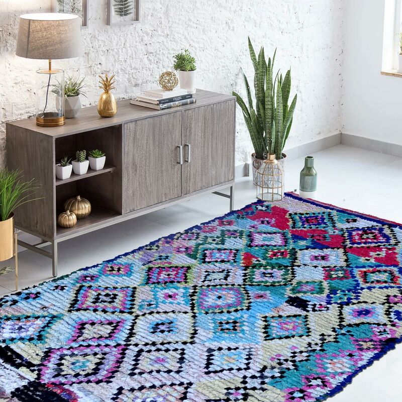 

Berber Carpet Boucharouette 1 en tela reciclada multicolor - Multicolore