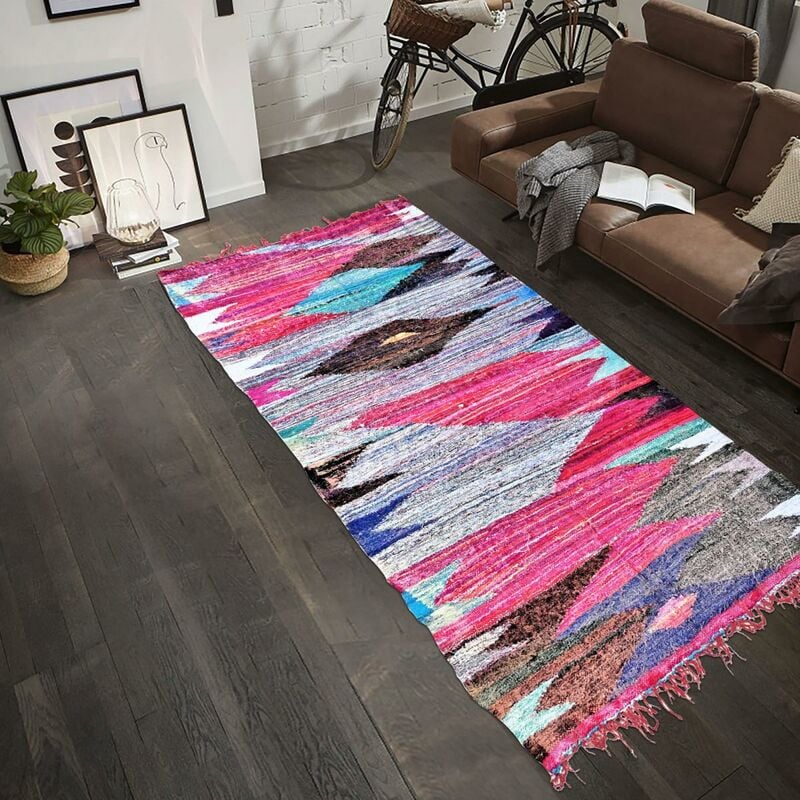 

Alfombra berber boucharouette 5 en algodón multicolor - Multicolore