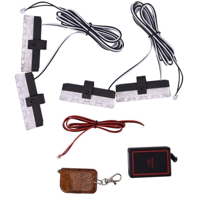 Image of Auto 12V 16 LED Rot & Blau Polizei Strobe Flash Licht Dash Notfall Warnung Lampe