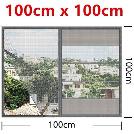 Auto-adhésif invisible moustiquaire enroulable blanche pour fenetre moustiquaire fenêtre écran DIYDetachable Lavable MOUSTIQUAIRE net invisible,100 x 100cm,White Velcro