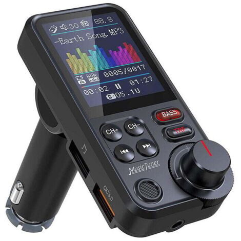 Auto-Bluetooth-Sender, 1,8-Zoll-Farbbildschirm-Bluetooth-Autoradio-Adapter mit Mikrofon