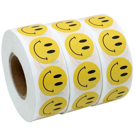Auto-collants décoratifs motif Smile : 500 pièces kraft 14x14cm pour enveloppes, sachets et boîtes