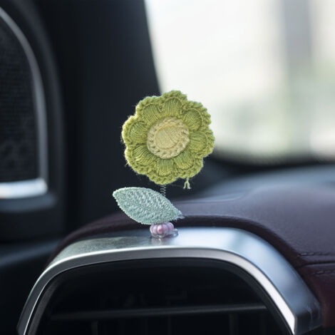 Auto-Dekoration „Wirbelnde Blume“ aus Häkel- und Frühlingsmotiven – Größe 5,5 x 3,2 cm, 8 Farben, Dekolleté (1 Stück)