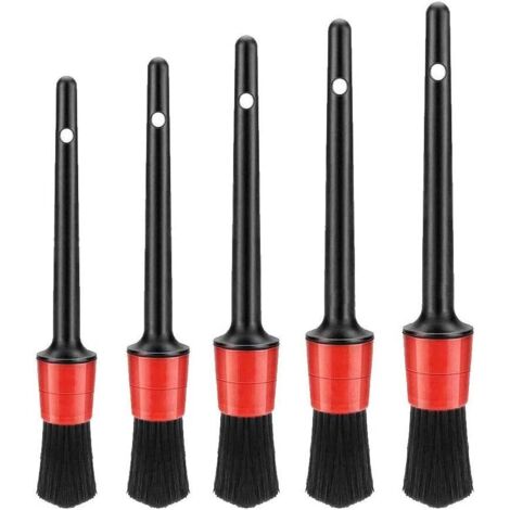 Auto Detailing Brush Set, Brosse de Nettoyage pour Voiture , 5pcs Pinceau de Nettoyage Voiture,Cleaner Brush Set pour La Voiture Tableau de Bord, Intérieur, Extérieur, Bouches D'aération-Fei Yu