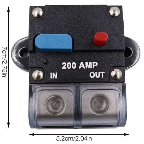 Auto Disjoncteur Protection De Voiture 200A, Auto-disjoncteur de Réinitialisation 12-48V DC Auto Disjoncteur étanche avec Commutateur Réinitialisation de Fusible pour Voiture Bateau Moto Marine
