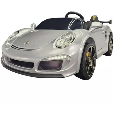 Auto Elettrica per Bambini 24V Porsche 2 Posti Grigio con Luci e Musica