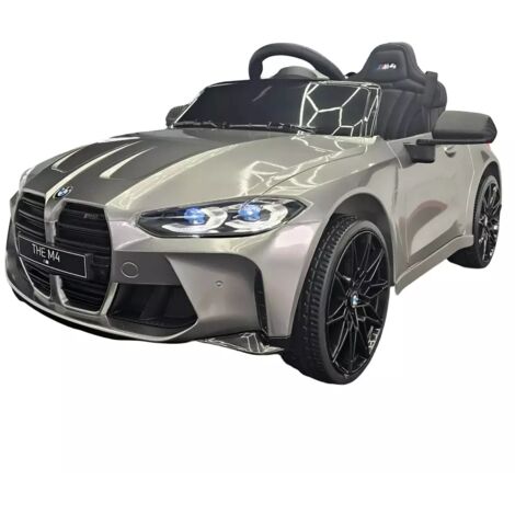 Auto Elettrica per Bambini BMW Grigio 12V Sedile in Pelle Telecomando