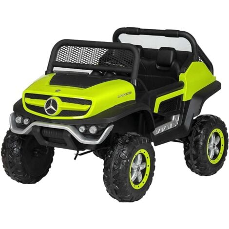 TECNOBIKE SHOP Auto Elettrica per Bambini Mercedes Unimog 12V 2 Posti Monitor Touchscreen Mp4-Verde