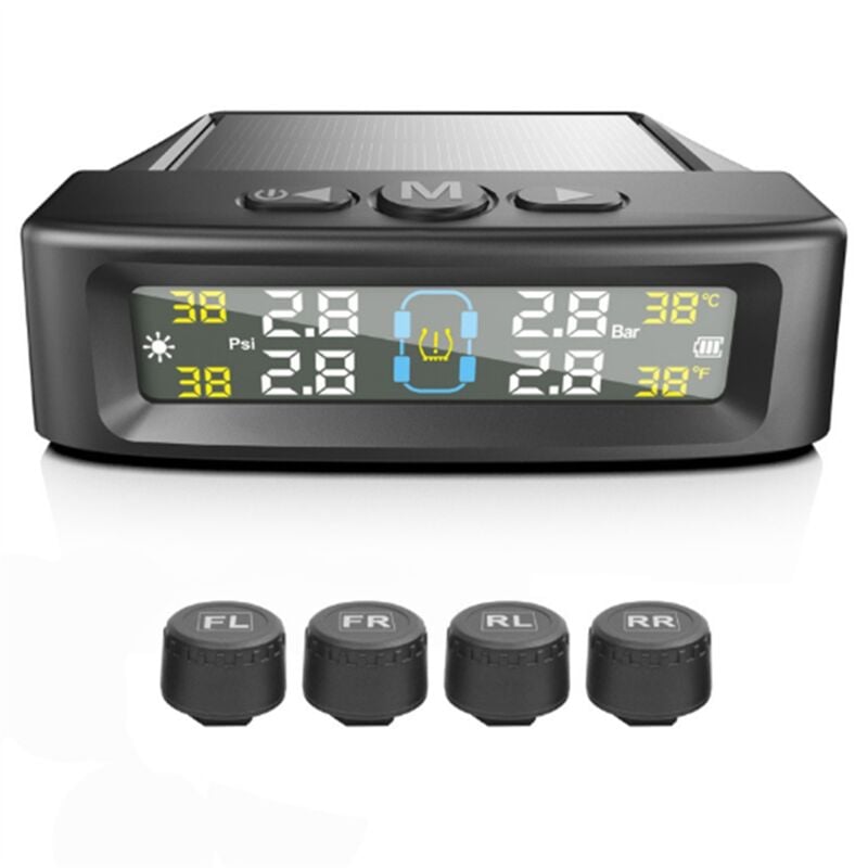 Image of Tlily - Auto Externe Reifendruck Sensoren Solar Power tpms Überwachung System Alarm Digital Display
